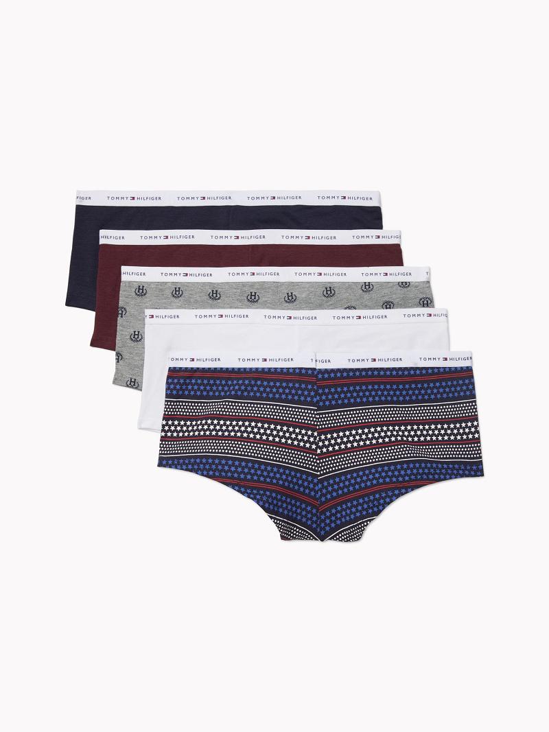 Női Tommy Hilfiger Mix Logo Boy Rövid 5PK Fehérnemű Kék | HU 556EBC